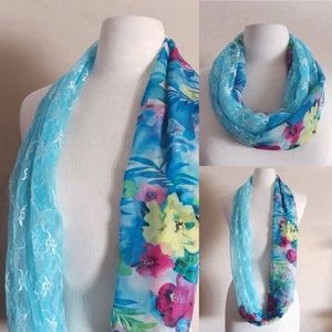 Floral Blue and Pink Scarf